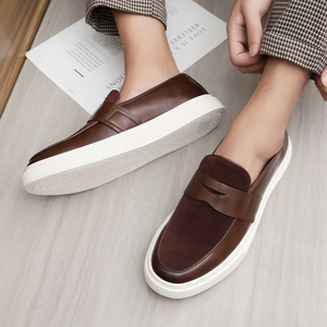 Mocassins pour hommes en cuir PU à lacets, antidérapants, souples et résistants, chaussures de ville classiques à enfiler pour hommes - Product Image 5