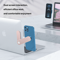 Support de téléphone magnétique pour ordinateur portable Clip interactif à double écran en aluminium réglable à 180 degrés avec tous les téléphones portables