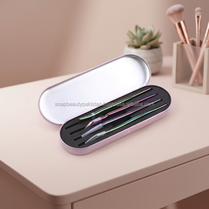 ASAP Pince à épiler pour sourcils et visage en acier inoxydable réutilisable et écologique, à pointe inclinée de 10 mm, rose fluo et vert, pour l'entretien des cils, 1 pièce - Product Image 2