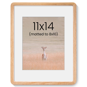 11x14 Vertical Natural Oak Wood Photo <b>Frame</b> Tempered Glass Handcrafted Rounded Corners Matted 8x10 Photos for <b>Wall</b>/Tabletop - Product Image 1