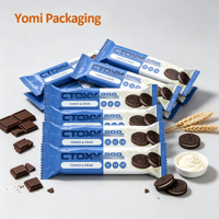 Emballages personnalisés imprimés avec fermeture arrière pour barres énergétiques, granola, noix, chocolat, protéines, en aluminium, type oreiller