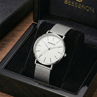 Montre à quartz de luxe en acier inoxydable, étanche, avec cadran en cristal, boîte personnalisée pour homme, style minimaliste et simple, vente en gros