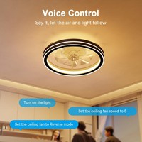 Ventilateur de plafond intelligent moderne et minimaliste pour chambre et salon, avec éclairage dimmable en ABS, idéal pour l'export.