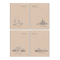 Cahier d'exercices avec reliure cousue, couverture en papier kraft brun