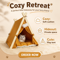 DEMI Promotion Tente de lit pour reptiles de luxe personnalisée, motif floral triangulaire, en bois, lavable, durable, type tipi, lit-canapé moelleux, en carton