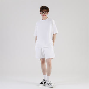 Haute qualité hommes Hip Hop surdimensionné T-Shirt de luxe blanc coton lourd goutte épaule poids lourd personnalisé Streetwear tricoté - Product Image 6