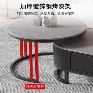 Dazhang Jiaju Oval <b>Coffee</b> <b>Table</b> <b>Set</b> <b>Marble</b> Top Gold Frame Living Room Furniture Modern Minimalist Design - Product Image 3