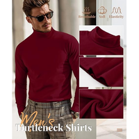Lot de 3 chemises de base à manches longues, col montant, coupe ajustée pour homme |   Pull thermique extensible pour homme pour superposition hivernale