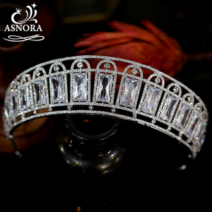Corone e Tiare Classiche Europee con Zirconi per Donne, Accessori per Capelli da Sposa, Turbante per Abiti da Sera, Accessori per Matrimoni - Product Image 5