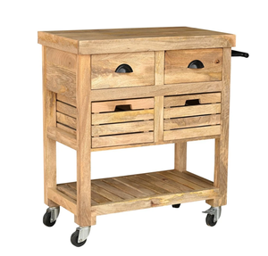 Carrito de cocina, carrito de madera de mango macizo, carrito de servicio superior de mármol - Product Image 3