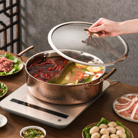 Marmite à soupe de luxe en acier inoxydable 304 épaissi avec couvercle en verre trempé, compatible induction et lave-vaisselle, pour restaurants et hôtels