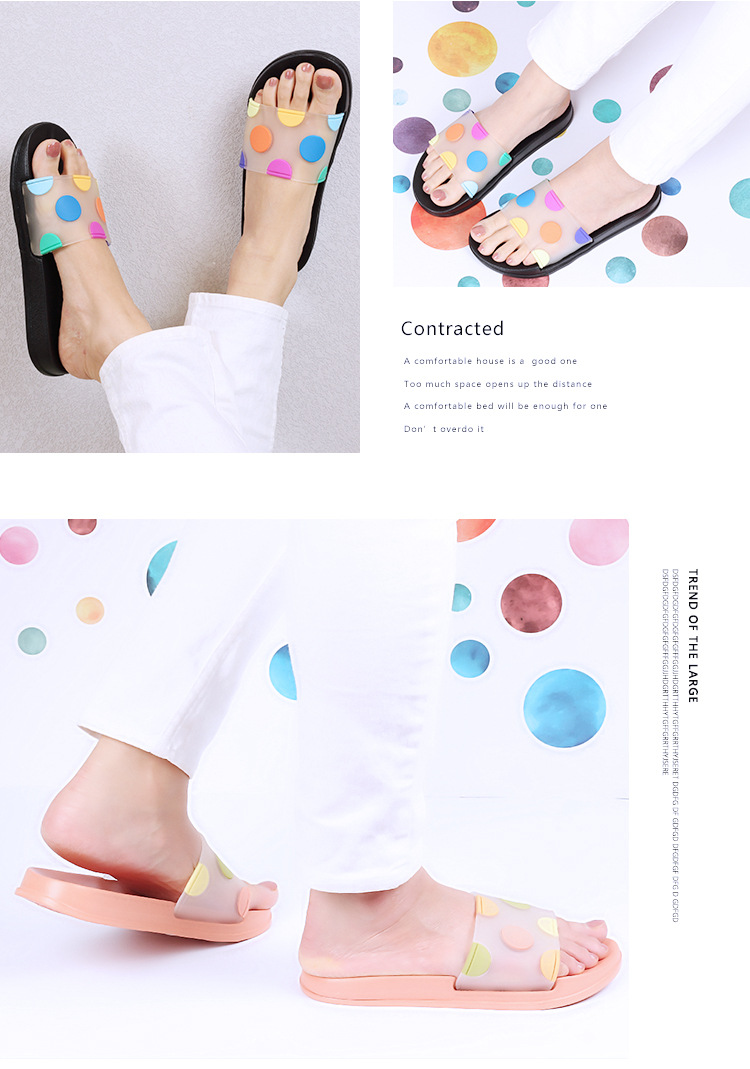 Custom Transparent Slippers Indoor Non-slip Cute Cartoon Polka Dot Slippers for Women