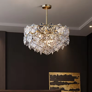 Lustre en cristal de style européen K9 finition en cuivre Design nordique moderne 220V grande taille moyenne pour les lampes suspendues d'hôtel à la maison - Product Image 3
