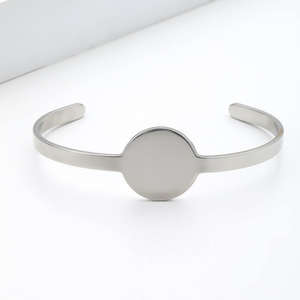 Stainless Steel Custom Curved Blank Trendy Unisex <b>Bangle</b> <b>Bracelet</b> Silver Plating Anniversary Jewelry - Product Image 6