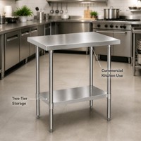 Tables en acier inoxydable 304/201, parfaites pour toutes sortes d'utilisations, comme les barbecues en plein air, les étagères de garage, etc.