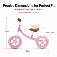 Vélo d'équilibre léger à 2 roues pour enfants sans pédales, certifié CE, charge maximale 70 kg, 12 pouces, adapté aux garçons et aux filles de 2 à 7 ans