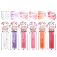 Gloss à lèvres repulpant brillant saveur fruitée, Huile de soin pour les lèvres, Gloss transparent, Cosmétiques Maquillage