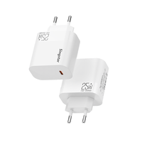 Chargeur mural portable haute puissance blanc 25W PD à charge rapide Type-C en matériau PC pour iPhone 17 16 15 Pro Max