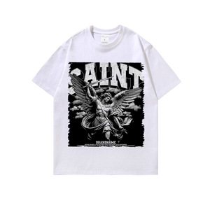 T-shirt Vintage Stile Americano con Stampa Retrò, Lavaggio Intenso e Effetto Invecchiato, in Puro Cotone, Manica Corta, Marca Trendy per <span class=keywords><strong>Uomo</strong></span> - Product Image 1