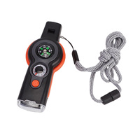 Sifflet de survie multifonctionnel pour l'exploration en plein air, sifflet avec boussole, lampe torche, thermomètre pour la randonnée ou le camping