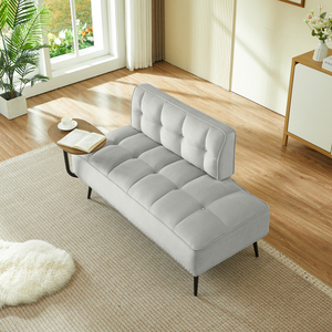 Modern Two <b>Seater</b> Velvet Sofa 54 Inch With Backrest And Rotating Side Table Entryway Ottoman Multi Use <b>Bench</b> Office Desk - Product Image 5