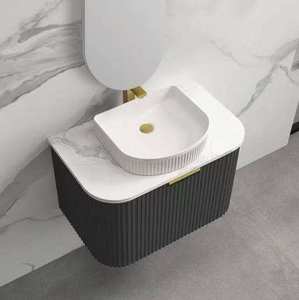 Coiffeuse de salle de bain flottante en bois de luxe de style européen simple et de haute qualité avec lavabo et miroir Vente en gros - Product Image 6