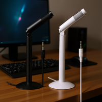 Microfono da tavolo dinamico con supporto regolabile, connettore per cuffie da 3,5 mm, cancellazione del rumore, omnidirezionale, in plastica, con cavo, per computer