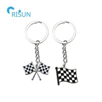 Automobile course voiture de course formule F1 Checker drapeau Llavero porte-clés porte-clés porte-clés personnalisé vérificateur porte-clés