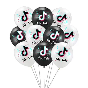 New balloon Tiktok balloon 12 inch latex birthday party decorations black and white balloon cartoon