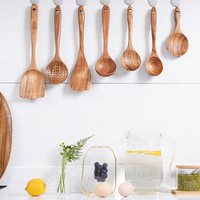 Ustensiles de cuisine en bois d'acacia, cuillères en bois inclinées pour la cuisine, spatule et cuillère en bois naturel