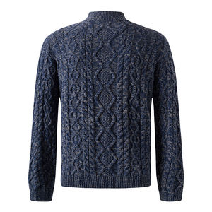 Pull en maille torsadée personnalisable pour homme, col zippé, manches longues, style décontracté - Product Image 2