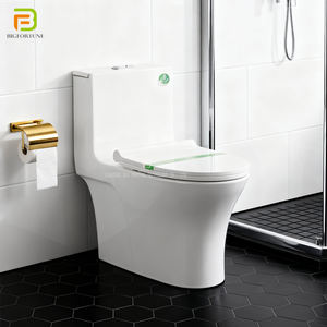 WC monobloc allongé moderne en céramique blanche à double chasse cyclonique pour salle de bain et hôtel - Product Image 1