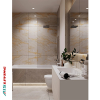 AIS LIVING-Meuble sous-vasque moderne de luxe à double vasque, LED, acier acrylique laqué, céramique, marbre, maison, hôtel, montage au sol