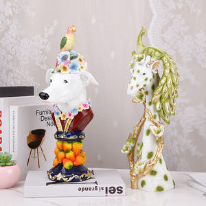 Redeco Exquis <span class=keywords><strong>Girafe</strong></span> Paon Chien Perroquet Statues Avec Accents Or Résine Animal Figurine pour Cadeaux Décoration de La Maison - Product Image 1