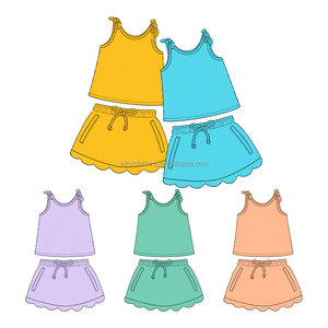 Conjunto de yoga para niñas con top de tirantes y falda pantalón festoneada para deportes de verano, ropa deportiva OEM/ODM, MOQ bajo para deportes escolares y uso diario - Product Image 4