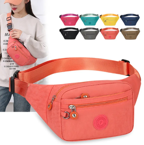 Tas pinggang nilon wanita, kapasitas besar tahan air luar ruangan Travel olahraga tas pinggang dengan penutup ritsleting - Product Image 1