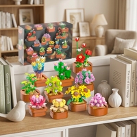 Set de Bloques de Construcción de Suculentas 9 en 1, Colección Botánica Artificial DIY, Ladrillos de Flores en Maceta, Juguete Decorativo para el Hogar, Venta al por Mayor