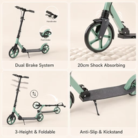 Trottinette pliable en aluminium pour adolescents avec poignée réglable, roues en PU de 200 mm, pédale à pousser au pied, trottinette pour enfants