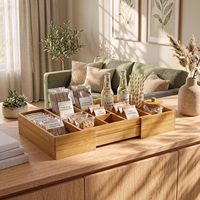 Organisateur de collations extensible en bambou, bac de rangement pour comptoir de cuisine et garde-manger, pour biscuits, dosettes de café, sachets d'épices