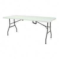 Table pliante portable 6 pieds, blanche, rectangulaire, en plastique, mobilier d'extérieur, pliable, pour banquet, restauration, camping