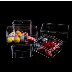 Cajas de embalaje cuadradas transparentes de plástico PS, contenedor de almacenamiento con tapa separada - Product Image 3
