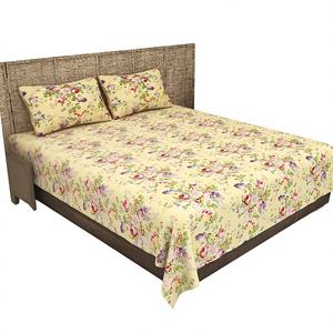 Draps plats imprimés en coton de qualité supérieure, fabriqués en Inde, personnalisables, avec 2 taies d'oreiller incluses, 300 fils, écologiques, toutes saisons - Product Image 1