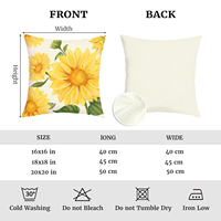 Lot de 4 housses de coussin carrées motif tournesol printemps-été, jaune soleil, avec fermeture éclair invisible, pour un intérieur douillet
