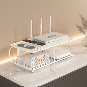 <b>Router</b> Shelf 3 Tier Metal Desktop Organizer Storage Rack for Modem WiFi <b>Router</b> Set Top <b>Box</b> with Ventilation Design - Product Image 4