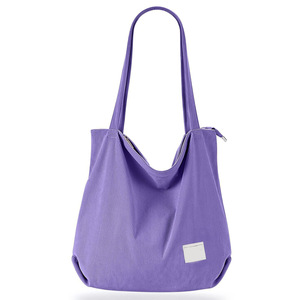 กระเป๋าช้อปปิ้งผ้ากำมะหยี่สีม่วงแบบสั่งทำจำนวนมาก RTS สำหรับผู้หญิง กระเป๋าโท้ทแบบใช้ซ้ำได้ ความจุขนาดใหญ่ กระเป๋าสะพายไหล่พร้อมช่องใส่ของ - Product Image 2