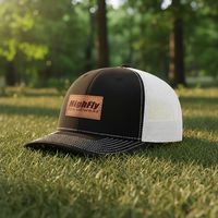 Casquette Trucker Snapback Personnalisée avec Logo, Style 112&6606, 6 Panneaux, en Sergé et Maille, avec Patch en Cuir et Broderie de Lettres, Unisexe, pour la Pêche