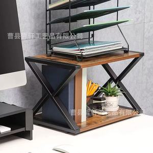 Wooden Multi Functional Printer <b>Shelf</b> 2 Tier X Shape <b>Desktop</b> Storage Rack Office Organizer - Product Image 3