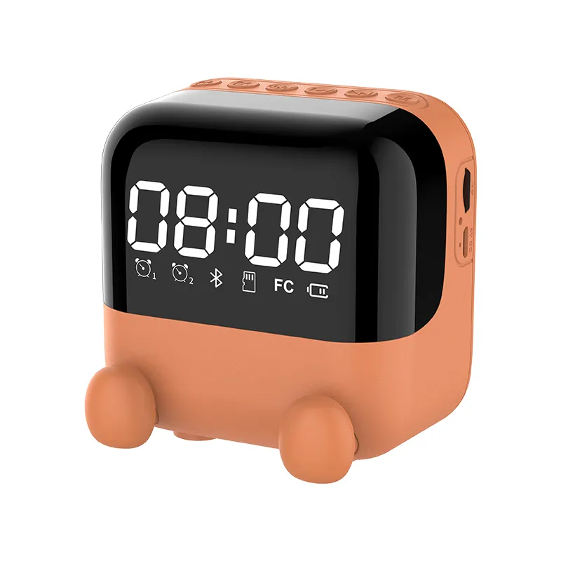 Cute Portable 5W Desktop Alarm Clock Display Bluetooth Wireless Speaker