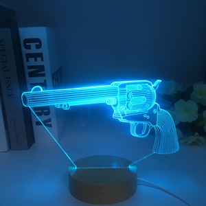 Lámpara LED 3D con Figura de Pistola de Luz <span class=keywords><strong>Modelo</strong></span> 3000, Decoración de Pared para Oficina, Dormitorio, Hogar, Regalo para Niños, Oferta de Fábrica, Envío Directo - Product Image 5