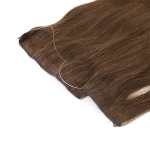 EMEDA halo natural hair extensions 100% raw human hair extension cheap remy #4 18inch stock